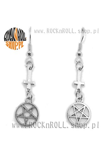 Kolczyki PENTAGRAM z krzyżem