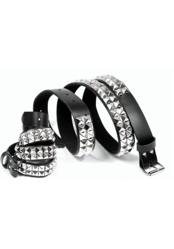 Pas skórzany piramidy małe -  2 rzędy