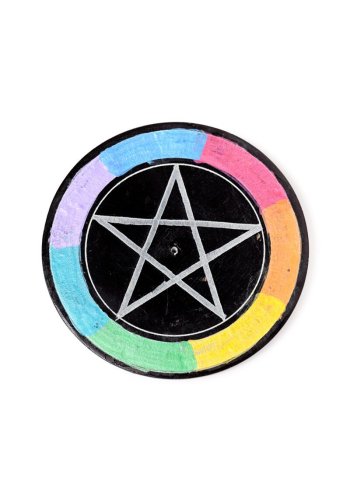Okrągła podstawka pod kadzidła Pentagram ze steatytu