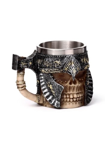 Ozdobny kufel Czaszka Wojownika z Toporem