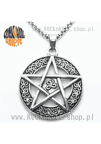 Wisior PENTAGRAM biały ornamentowy