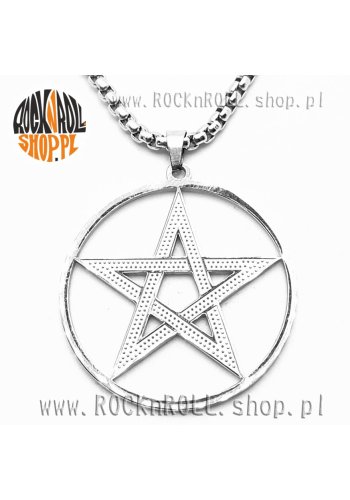 Wisior PENTAGRAM biały srebrny
