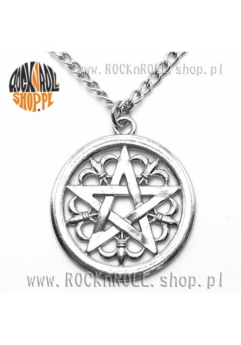 Wisior PENTAGRAM biały z Lilijkami