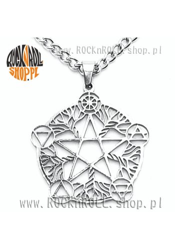 Wisior PENTAGRAM biały z runami